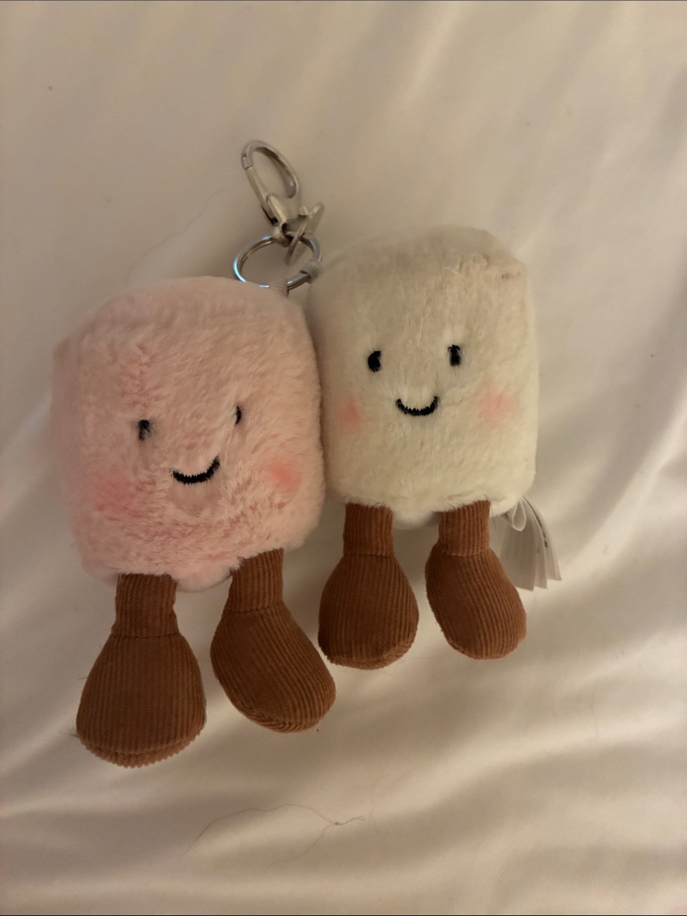 Jellycat Marshmallow Keychain Pair - Pink & Cream Cute Buddy Toys